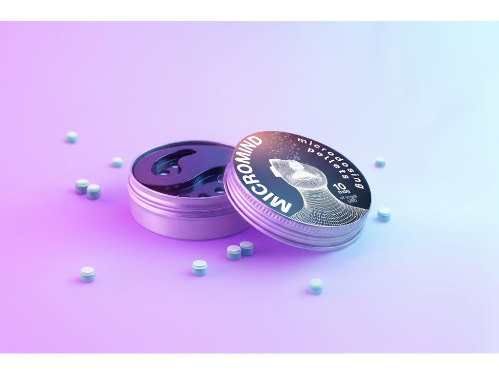 MICROMIND set — otočný dávkovač a 20 mikro peletek 10 mcg 1V-LSD, Alchemind